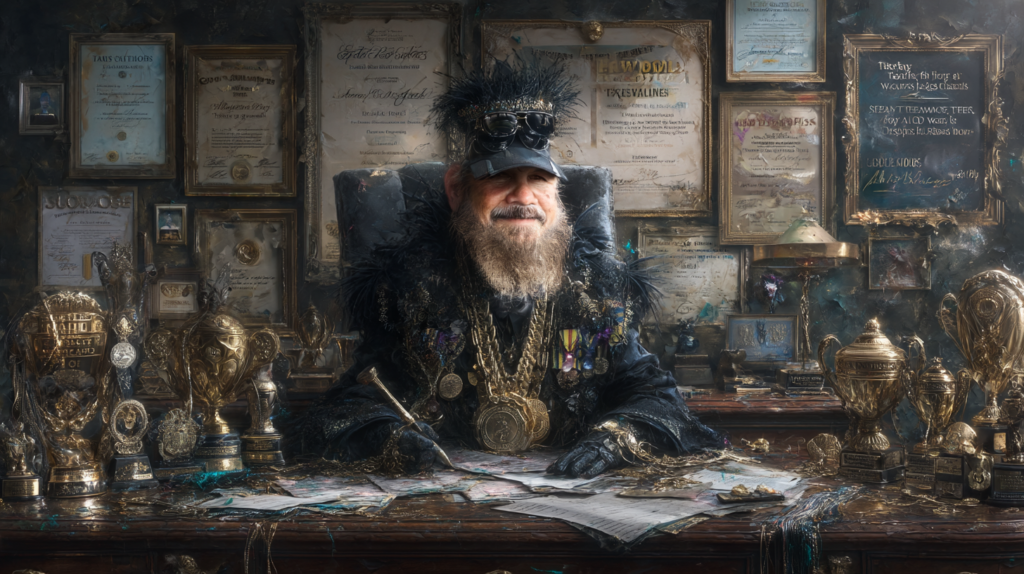 Editorial illustration. This image is a satirical depiction and is not a photograph.